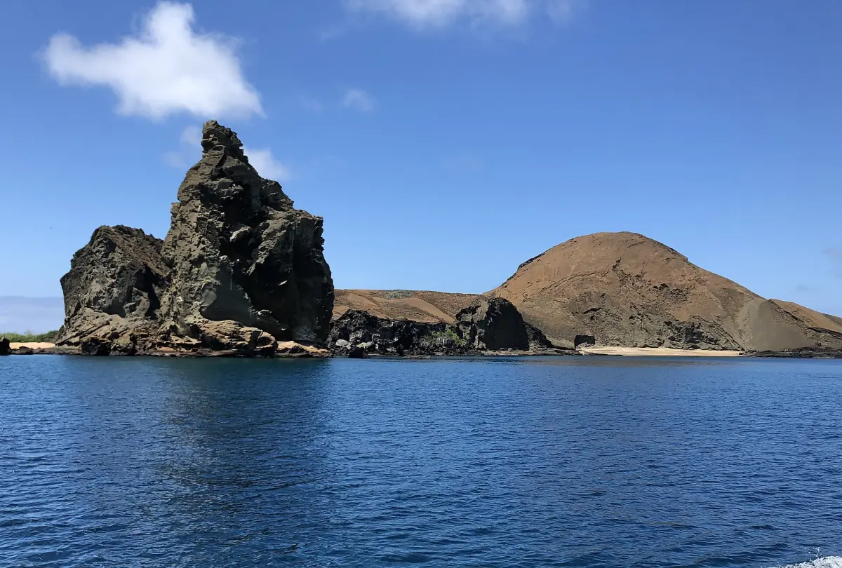 Pinnacle Rock rising from the sea at Bartolomé